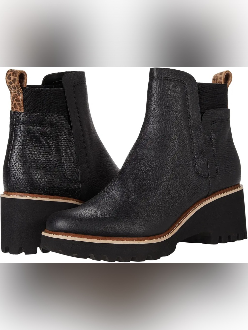 Dolce Vita Huey H2O Black Leather Waterproof Lug Sole Boots